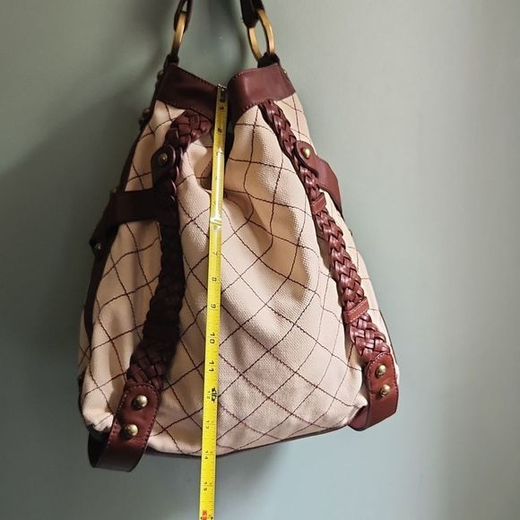 ISABELLA FIORE QUILTY AS CHARGED-CANNA CANVAS & LEATHER HOBO SHOULDER BAG - Picture 12 of 14